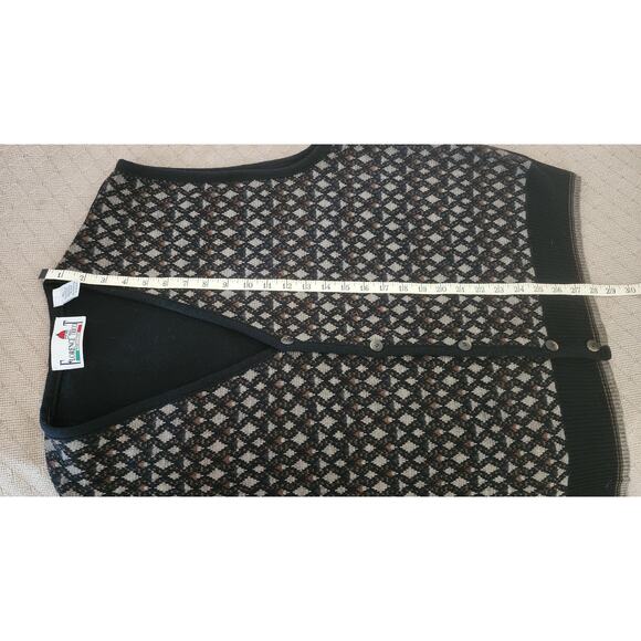 Florence Tricot Italian Vtg Brown, Black & Tan Geometric Wool Blend Vest Mens XL - Picture 6 of 9